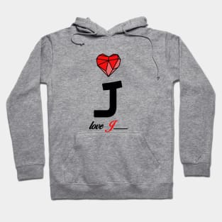 Initial love letter J for valentine Hoodie